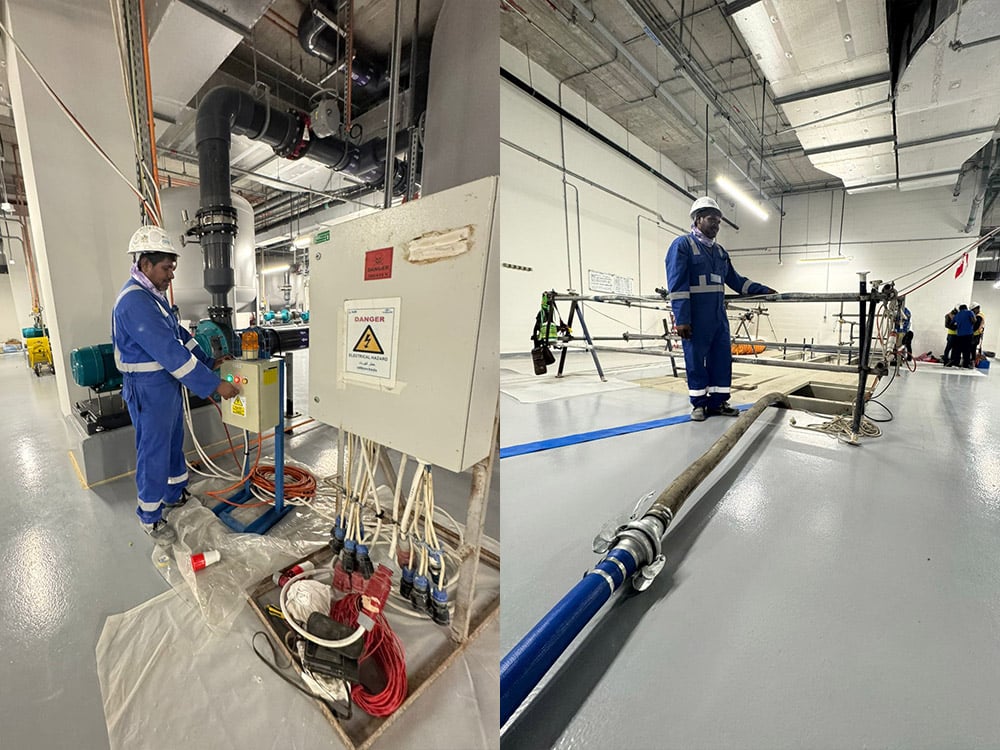 Compact Tank 355 Submersible Pump installed in tight 500x500mm sump pit